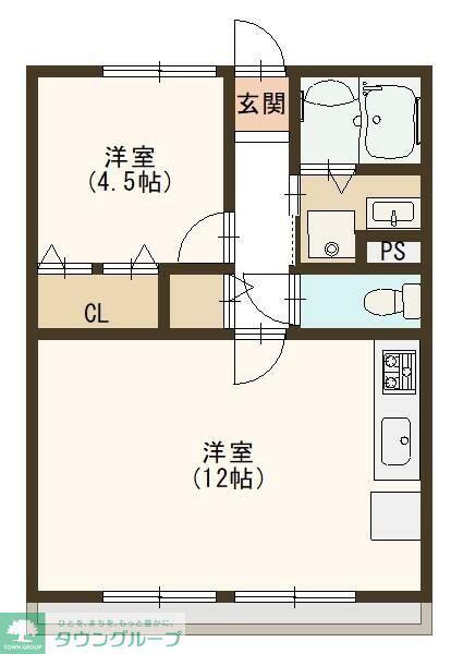 シティハイムジュエリーA(1LDK/2階)の間取り写真