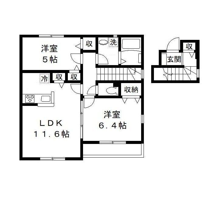 SUN SAISON K棟(2LDK/2階)の間取り写真