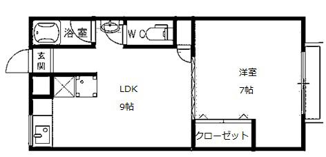 クドウマンション(1LDK/3階)の間取り写真