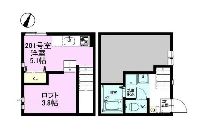 RIZEST東浦和I(ワンルーム/2階)の間取り写真