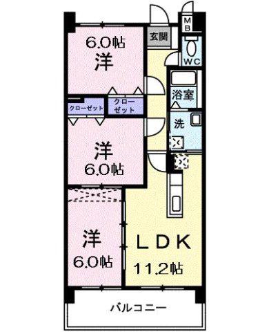 パールヒルズ大森(3LDK/8階)の間取り写真