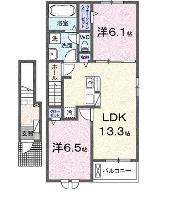 コーチェ(2LDK/2階)の間取り写真