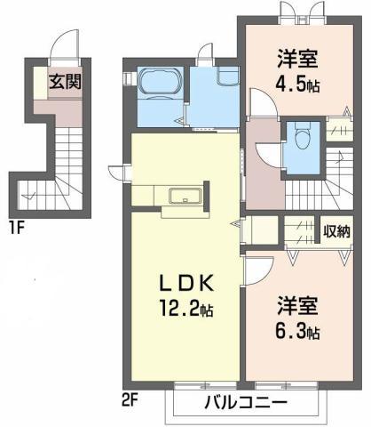 シャーメゾン大森 B棟(2LDK/2階)の間取り写真