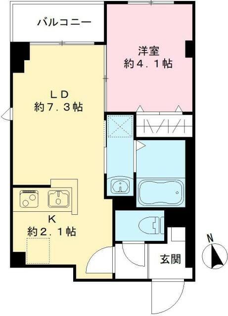 オークレール上落合(1LDK/3階)の間取り写真