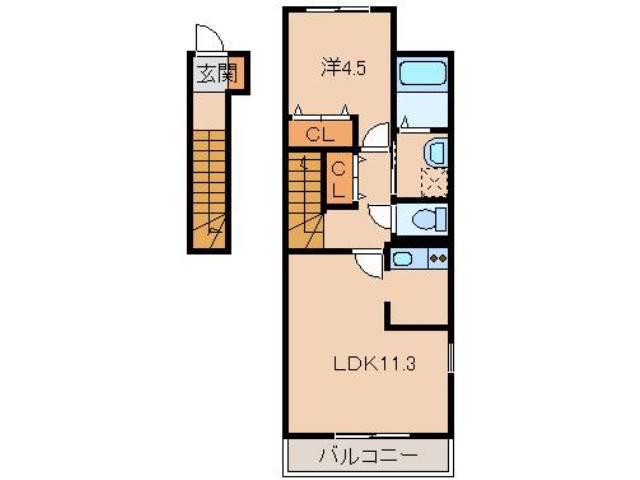 ソレアードIII(1LDK/2階)の間取り写真