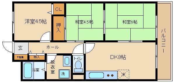 アルカザーレ国分(3DK/2階)の間取り写真