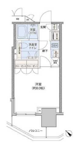 レジディア文京小石川II(1K/2階)の間取り写真