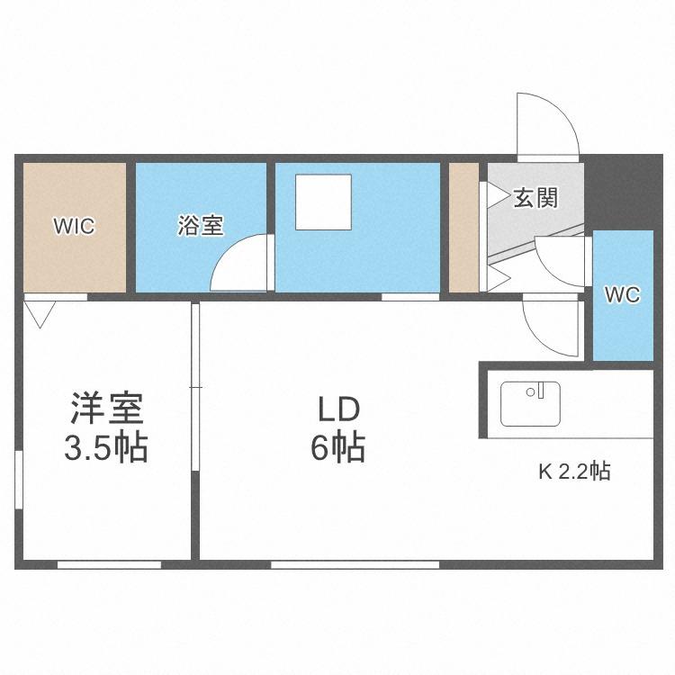 リラクオーレ平岸(1LDK/1階)の間取り写真