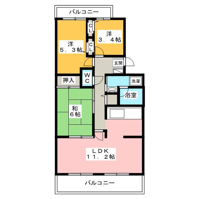 フィール天神町1号館(3LDK/2階)の間取り写真