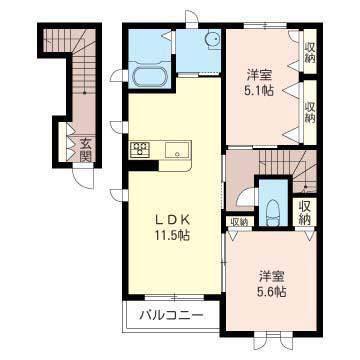 ルミネンス(2LDK/2階)の間取り写真