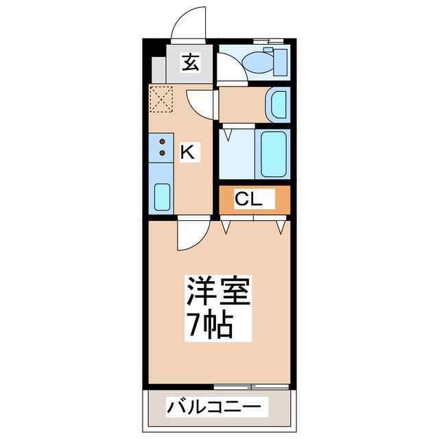 シャン・カマラードD棟(1K/2階)の間取り写真