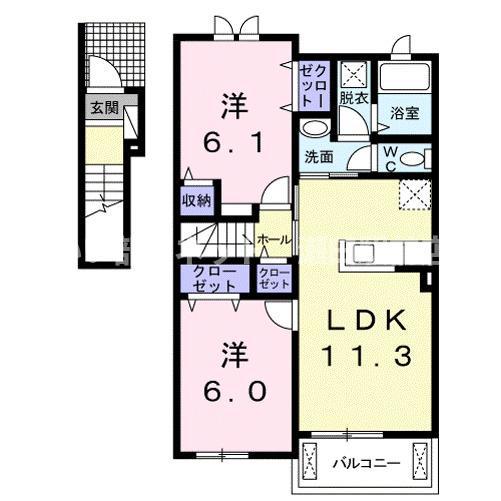 リクソーレVIII A(2LDK/2階)の間取り写真