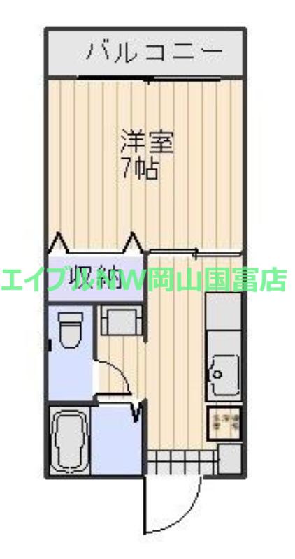 ディアスU I(1K/2階)の間取り写真