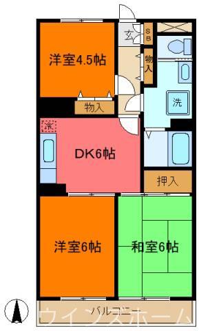 ニュー浅井マンション(3DK/1階)の間取り写真