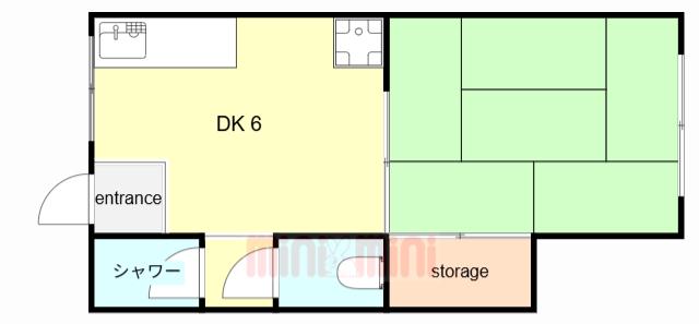 八千代マンション(1DK/2階)の間取り写真
