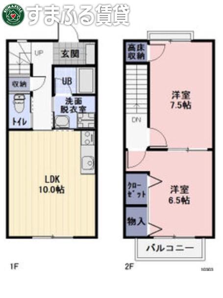 BRANCHEK&K A棟(2LDK/2階)の間取り写真