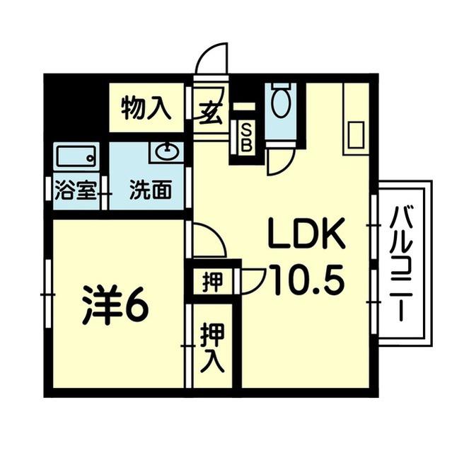 SG 下南部(1LDK/2階)の間取り写真