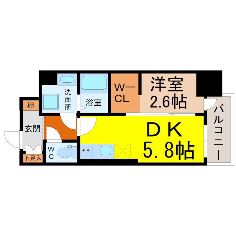 デュオフラッツ鶴舞(1DK/4階)の間取り写真