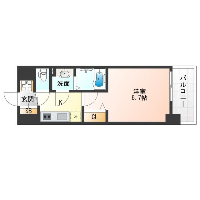 ALIVIS福島海老江(1K/3階)の間取り写真
