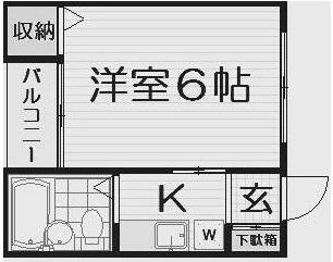 ハイクレスト(1K/1階)の間取り写真