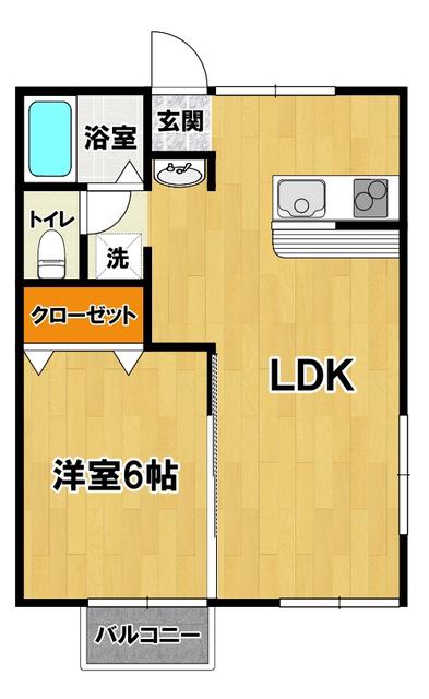 ソレイユ(1LDK/1階)の間取り写真