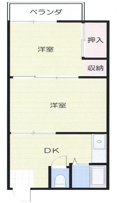 G.ONEビル(2DK/3階)の間取り写真