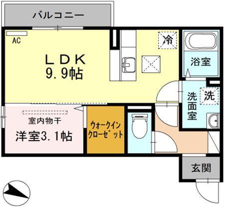 ゴザエスト(1LDK/2階)の間取り写真