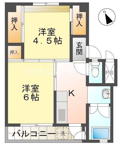 ビレッジハウス東郷(2K/1階)の間取り写真