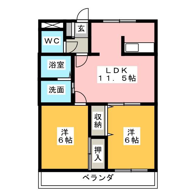 ヴィラNAKAGAWA(2LDK/1階)の間取り写真