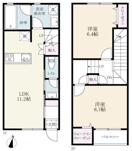 プレミアムアイランド乙柳III(2LDK/1階)の間取り写真