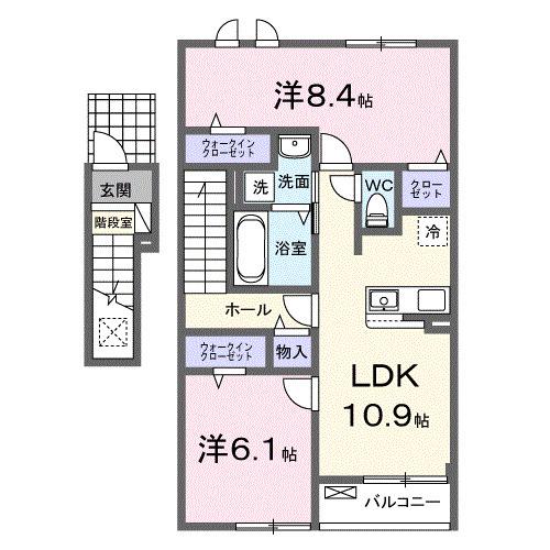 ソラティオ(2LDK/2階)の間取り写真