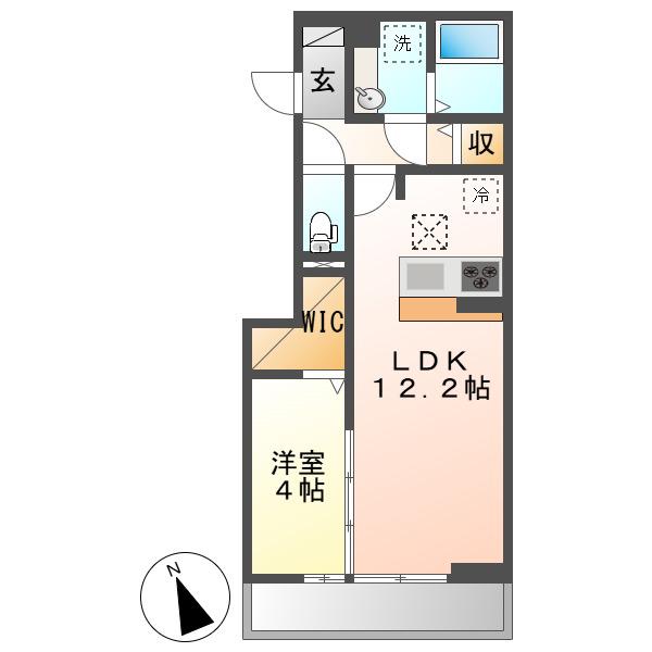 セレスティア長良 イースト(1LDK/1階)の間取り写真