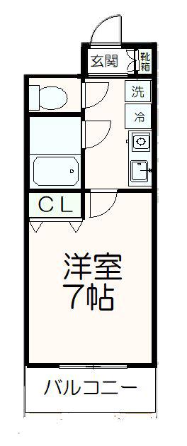 クレアール(1K/4階)の間取り写真