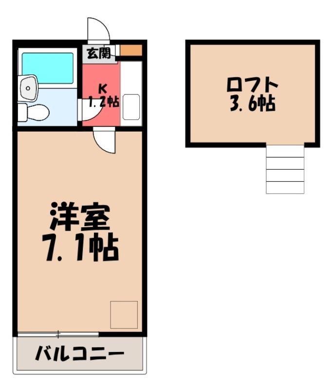 ルピナス(1K/2階)の間取り写真