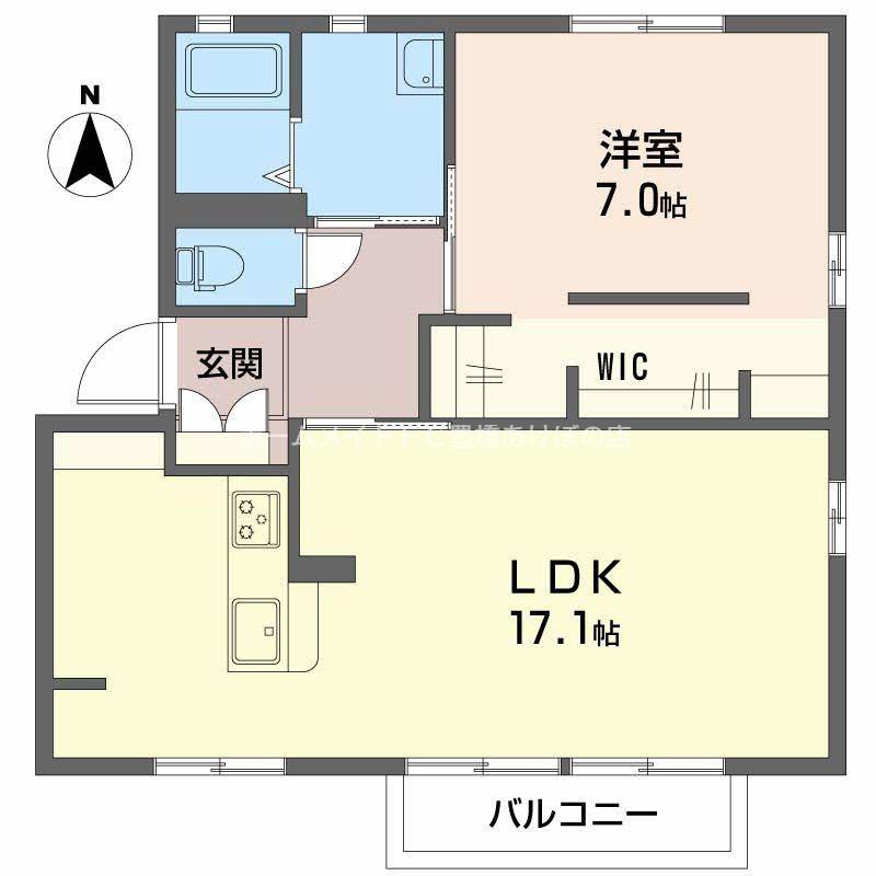 ディアス馬見塚 B(1LDK/1階)の間取り写真