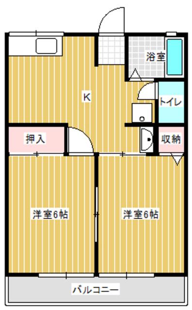 パークハイム(2DK/2階)の間取り写真