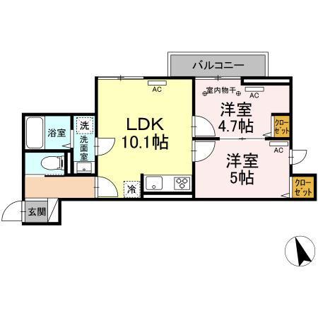 セレスティア南花畑II(2LDK/3階)の間取り写真