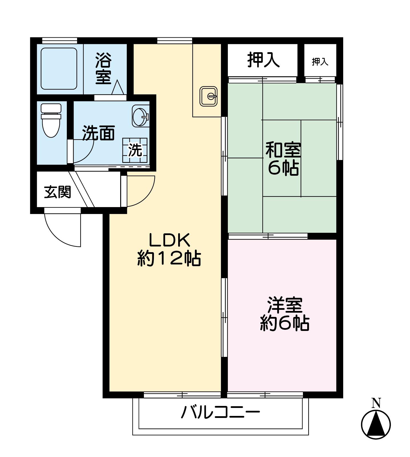 モンパルク清水(2LDK/2階)の間取り写真