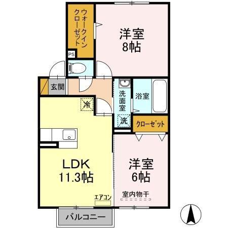 アンベリール(2LDK/2階)の間取り写真