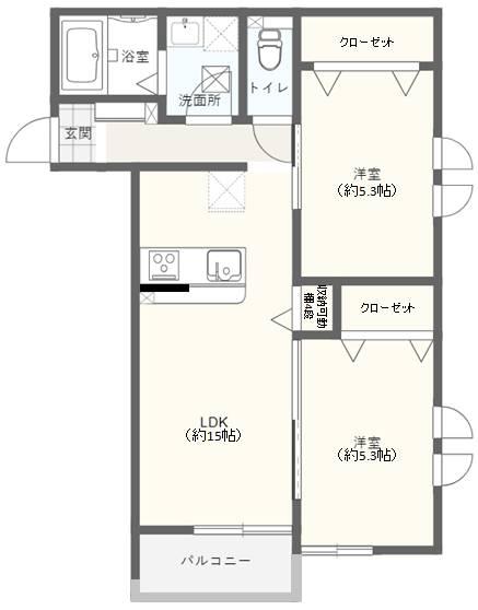 フォレストグレイス小田原F(2LDK/3階)の間取り写真