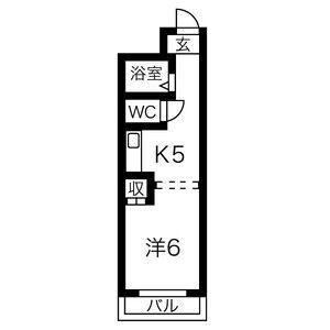 オーク斉藤(1K/3階)の間取り写真