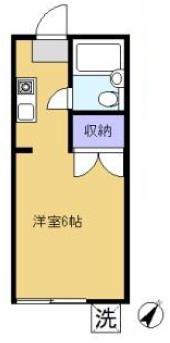 シャトルハイツ(ワンルーム/1階)の間取り写真