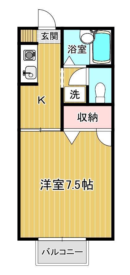 サンセール富士見A・B(1K/2階)の間取り写真