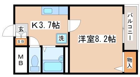 コンフォート宮本町(1K/1階)の間取り写真