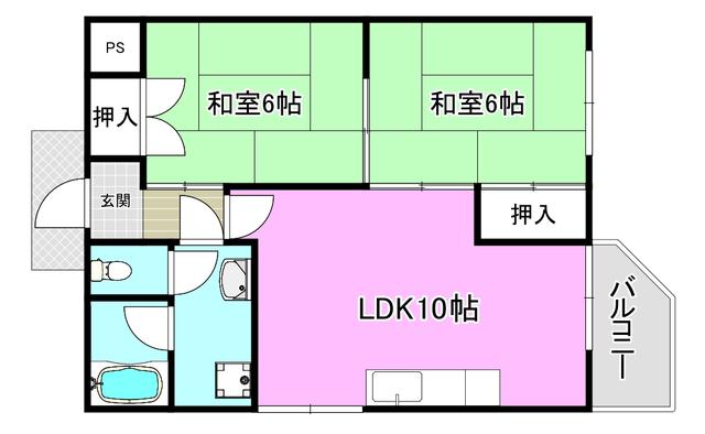 田中マンション(2LDK/1階)の間取り写真