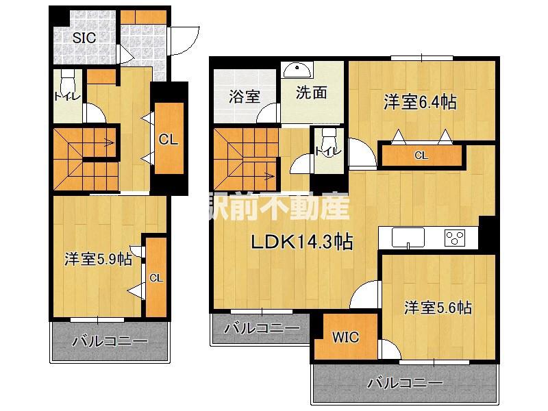 シャーメゾンLUCIE(3LDK/2階)の間取り写真
