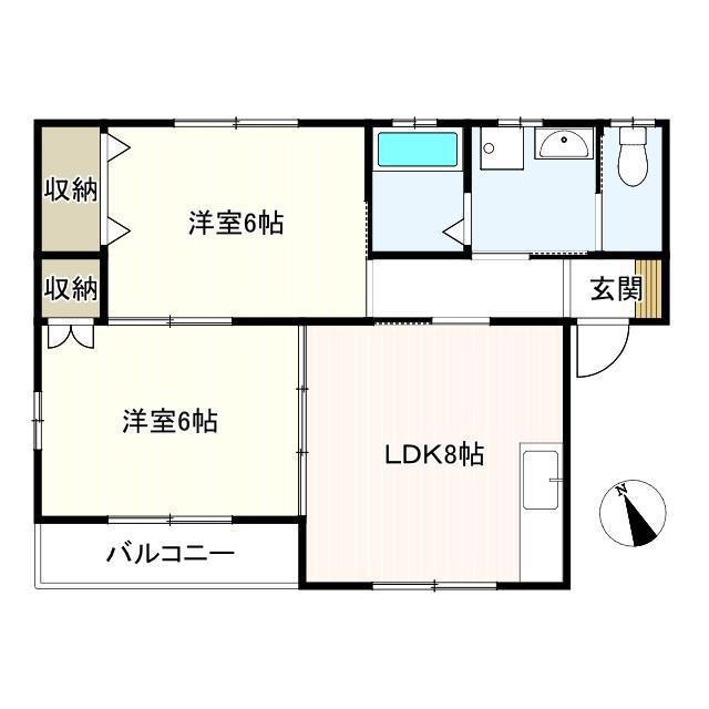 ニューショーワハイツII(2LDK/2階)の間取り写真