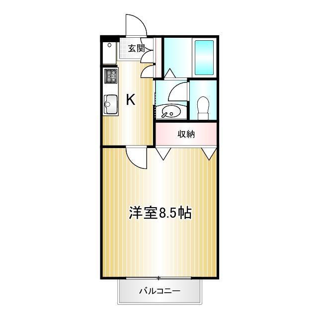 フォンティーヌ・シャンテ(1K/2階)の間取り写真