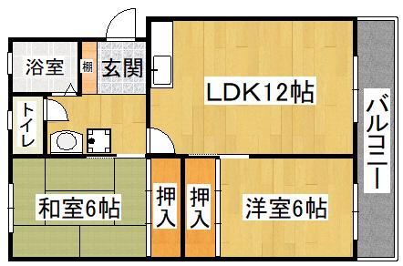 MIYA BLD(2LDK/4階)の間取り写真