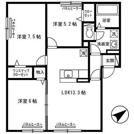 ルナメゾン I(3LDK/2階)の間取り写真